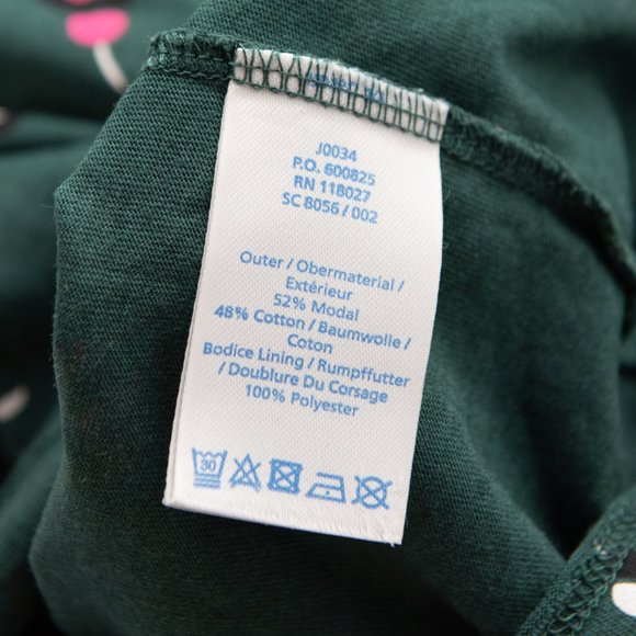 Boden Mabel Dress Midi Ruched Jersey Long Sleeve Floral Green Pink Size 4 Tall - Picture 5 of 7